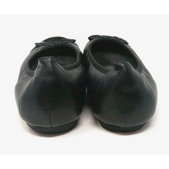 Vionic Minna Black Leather Ballet Flats Bow Cap Toe Women’s Size 11 Medium - Picture 5 of 8